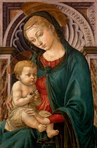 Pesellino - Madonna and Child (Gardner Museum). Free illustration for personal and commercial use.