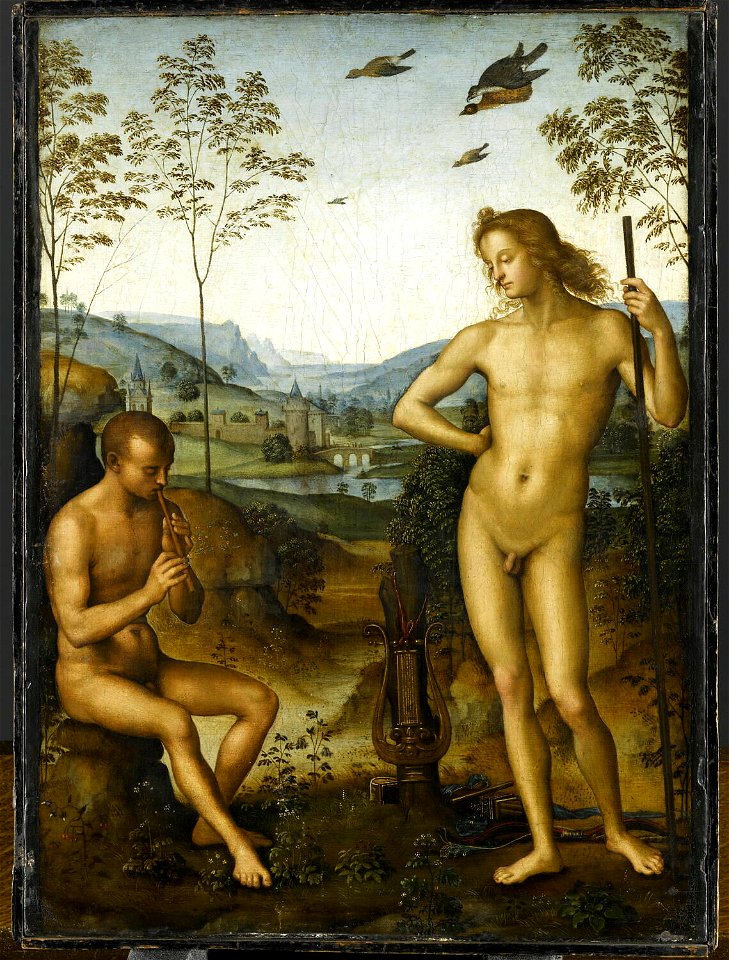 Perugino - Apollon et le berger Daphni, dit longtemps Apollon et Marsyas, 1475 - 1500, RF 370