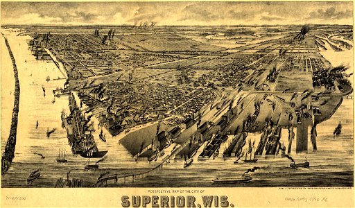 Perspective map of the city of Superior, Wis. LOC 91681500