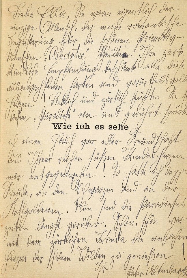 Peter Altenberg Widmung in Wie ich es sehe 1902