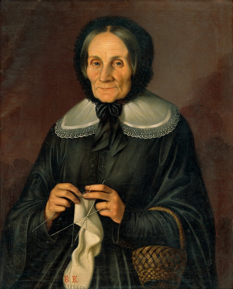 Peter Michal Bohúň - Podobizeň pani Kubíniovej pri pletení - O 69 - Slovak National Gallery
