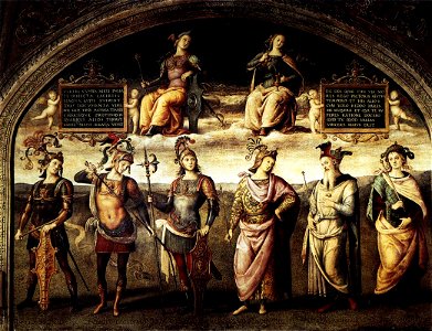 Perugino, Fortitude and Temperance with Six Antique Heroes