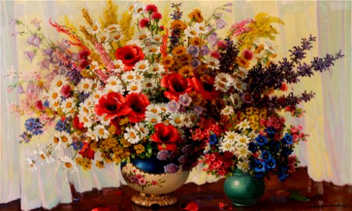 Peter Grabwinkler - Großes Stillleben aus Sommerund Alpenblumen