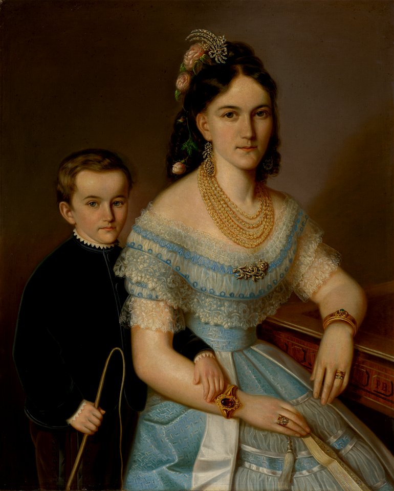 Peter Michal Bohúň - Podobizeň Ľudmily Zmeškalovej rod.Pongráczovej so synčekom Jozefom - O 1597 - Slovak National Gallery