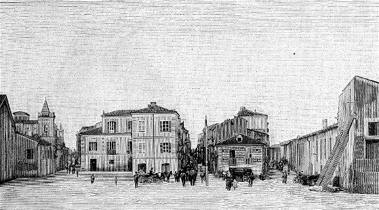 Pescara – Le tre vie antiche dal Piazzale del Ponte civico (xilografia)