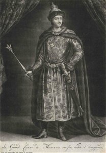 Peter I the Grean in Russian costume (engraving) 01