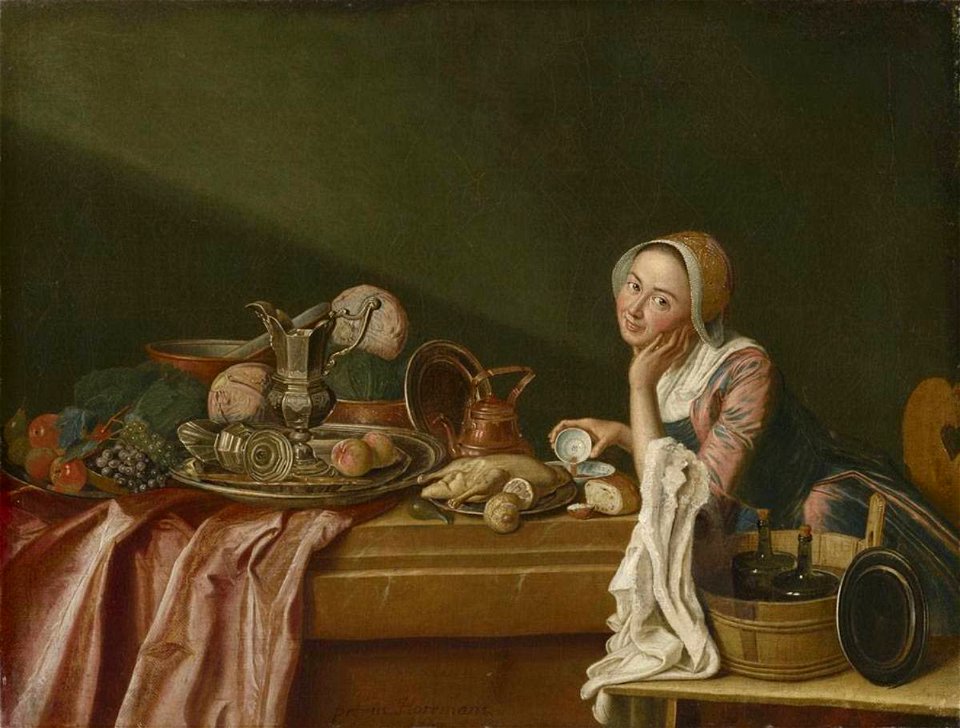 Peter Jacob Horemans - Stillleben mit weiblicher Figur - 2986 - Bavarian State Painting Collections
