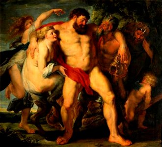 Peter Paul Rubens - De dronken Hercules door een sater en een nimf ondersteund - Gal.-Nr. 957 - Staatliche Kunstsammlungen Dresden. Free illustration for personal and commercial use.