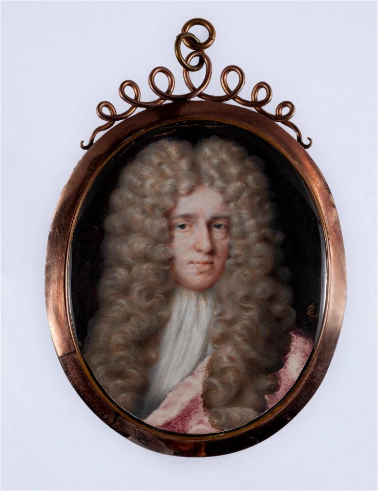 Peter Cross - Porträtt av man i allongeperuk med röd mantel - NMB 2759 - Nationalmuseum