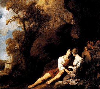 Peter Lely - Amorous Couple in a Landscape - WGA12645. Free illustration for personal and commercial use.