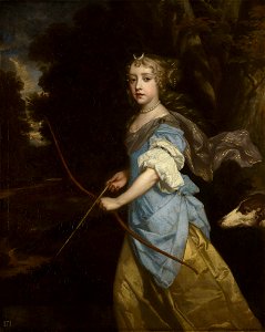Peter Lely - Portret van Mary II Stuart (1662-1695) als Diana - RCIN 404918 - Royal Collection. Free illustration for personal and commercial use.