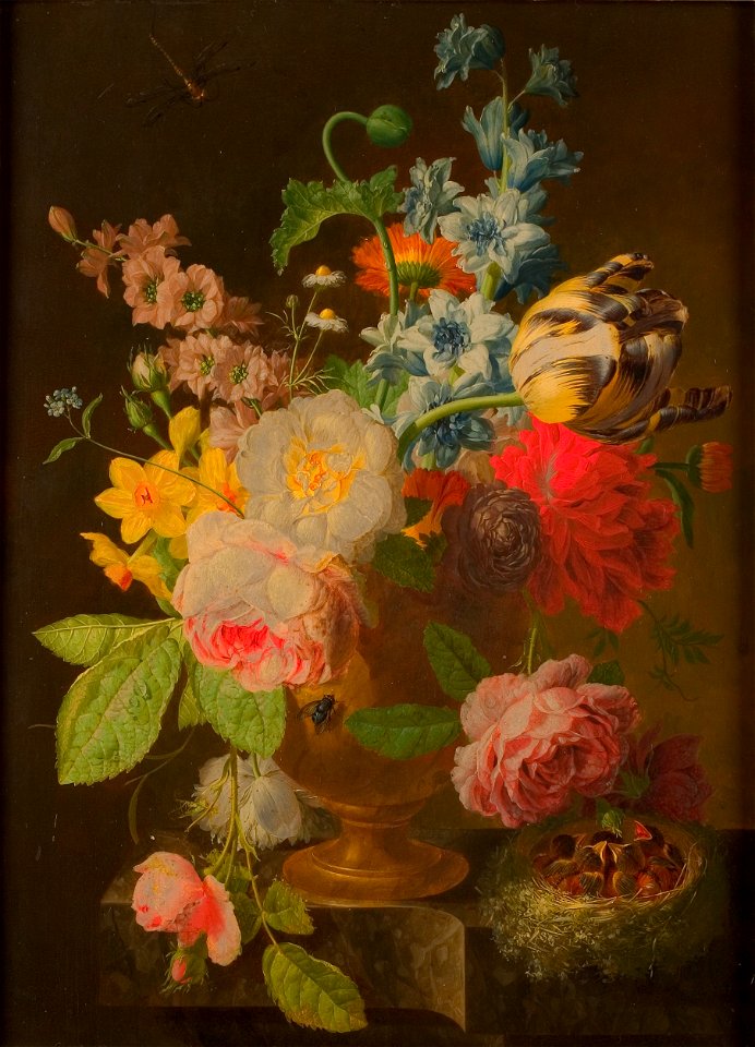 Peter Faes - Bloemstilleven met nest jonge vogels - 0088 - Rijksmuseum Twenthe