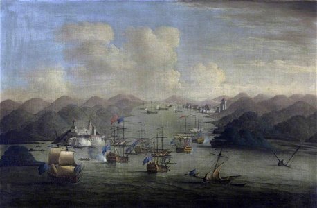 Peter Monamy (1681-1749) (attributed to) - The Capture of Porto Bello by Admiral Edward Vernon with Only Six Men o' War, 22 November 1739 - 1271533 - National Trust