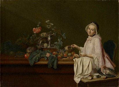 Peter Jacob Horemans - Stillleben mit vornehmer Dame - 2931 - Bavarian State Painting Collections