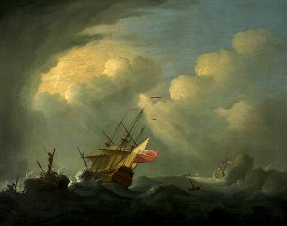 Peter Monamy (1681-1749) - A Man-o'-War in a Rough Sea - 932372 - National Trust