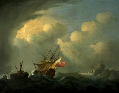 Peter Monamy (1681-1749) - A Man-o'-War in a Rough Sea - 932372 - National Trust