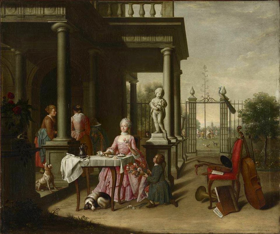 Peter Jacob Horemans - Der Frühling (Johanna de Lasence beim Kaffee im Garten) - 4302 - Bavarian State Painting Collections