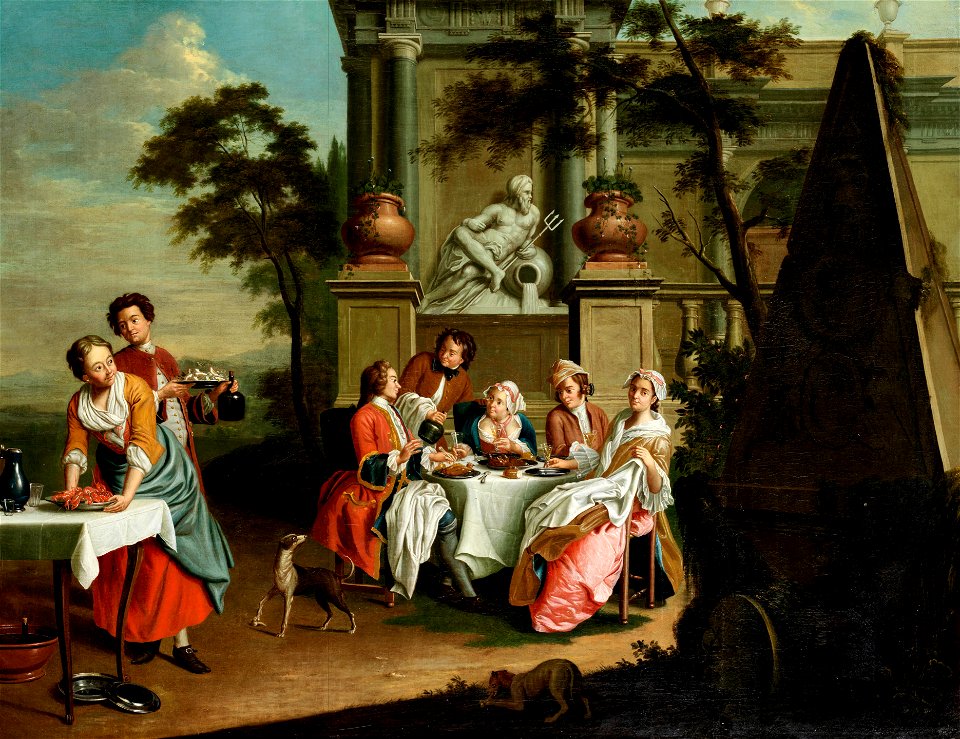 Peter Jacob Horemans - Elegant figures dining in a landscape