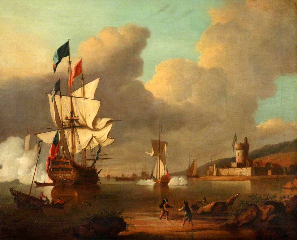 Peter Monamy (1681-1749) - A Ship Saluting a Fort - BHC1002 - Royal Museums Greenwich