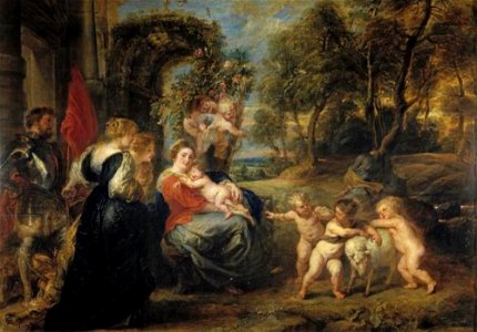 Peter Paul Rubens - Landschap met de rust tijdens de vlucht naar Egypte en enkele heiligen - P001640 - Museo del Prado
