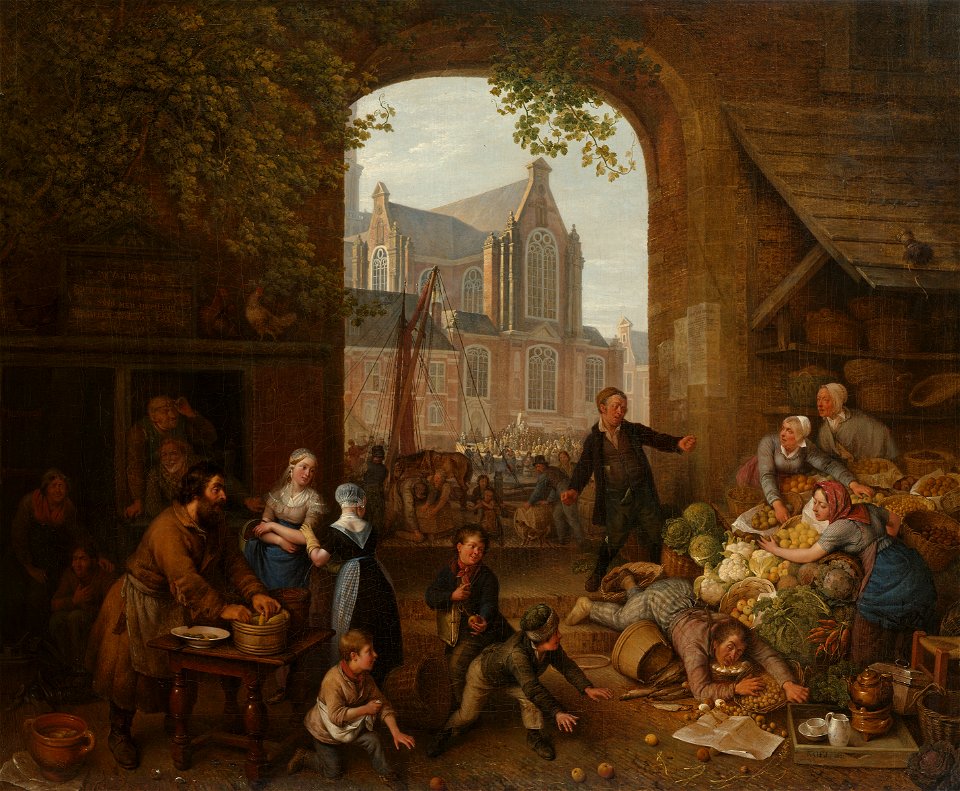 Peter Paul Joseph Noël - Twee dronkaards op de markt bij de Westerkerk te Amsterdam - B651 - Rijksmuseum