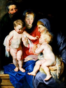 Peter Paul Rubens - The Holy Family with Sts Elizabeth and John the Baptist - WGA20196. Free illustration for personal and commercial use.