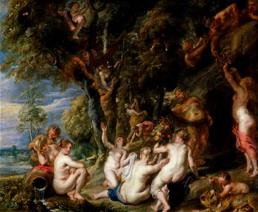 Peter Paul Rubens - Nymphs and Satyrs, 1635. Free illustration for personal and commercial use.