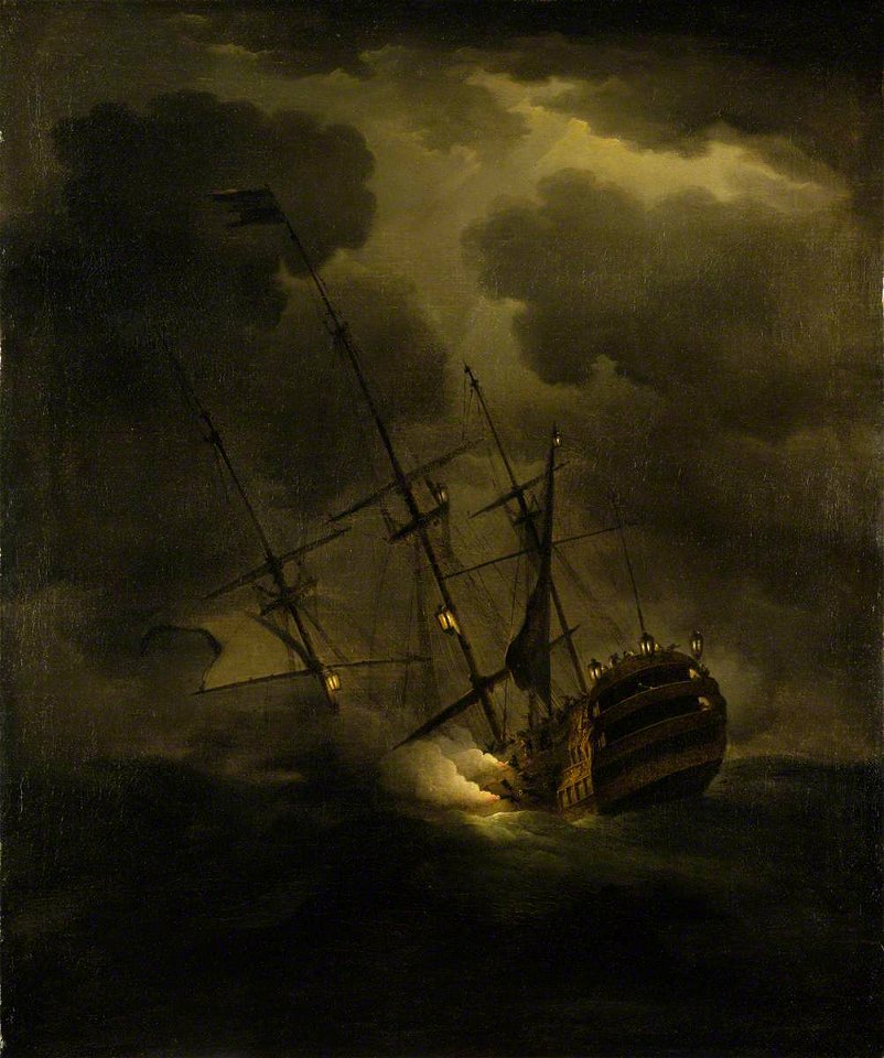 Peter Monamy (1681-1749) - Loss of HMS 'Victory', 4 October 1744 - BHC0361 - Royal Museums Greenwich