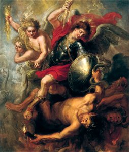 Peter Paul Rubens - Saint Michael expelling Lucifer and the Rebellious Angels, 1622. Free illustration for personal and commercial use.