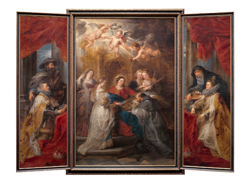 Peter Paul Rubens, , Kunsthistorisches Museum Wien, Gemäldegalerie - Ildefonso-Altar, Maria erscheint dem Hl. Ildefonso (Mittelteil), Erzherzog Albrecht der VII. (linker - GG 678 - Kunsthistorisches Museum