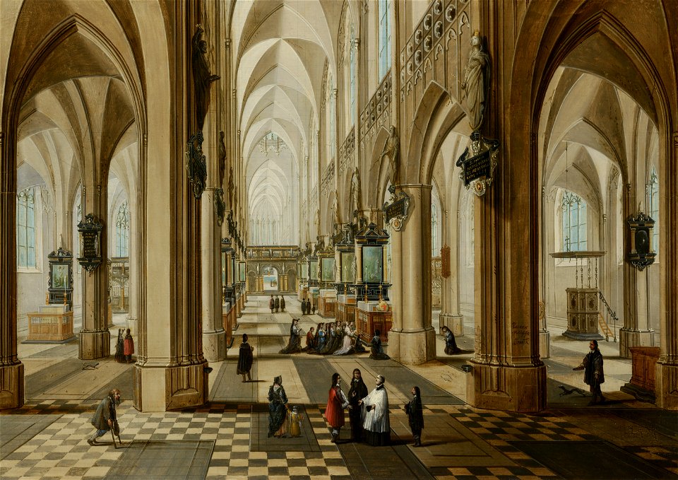 Peter Neeffs de Jonge ^ Frans Francken III - Interior of the Onze Lieve Vrouwekerk in Antwerp - 248 - Mauritshuis