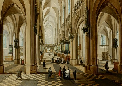 Peter Neeffs de Jonge ^ Frans Francken III - Interior of the Onze Lieve Vrouwekerk in Antwerp - 248 - Mauritshuis