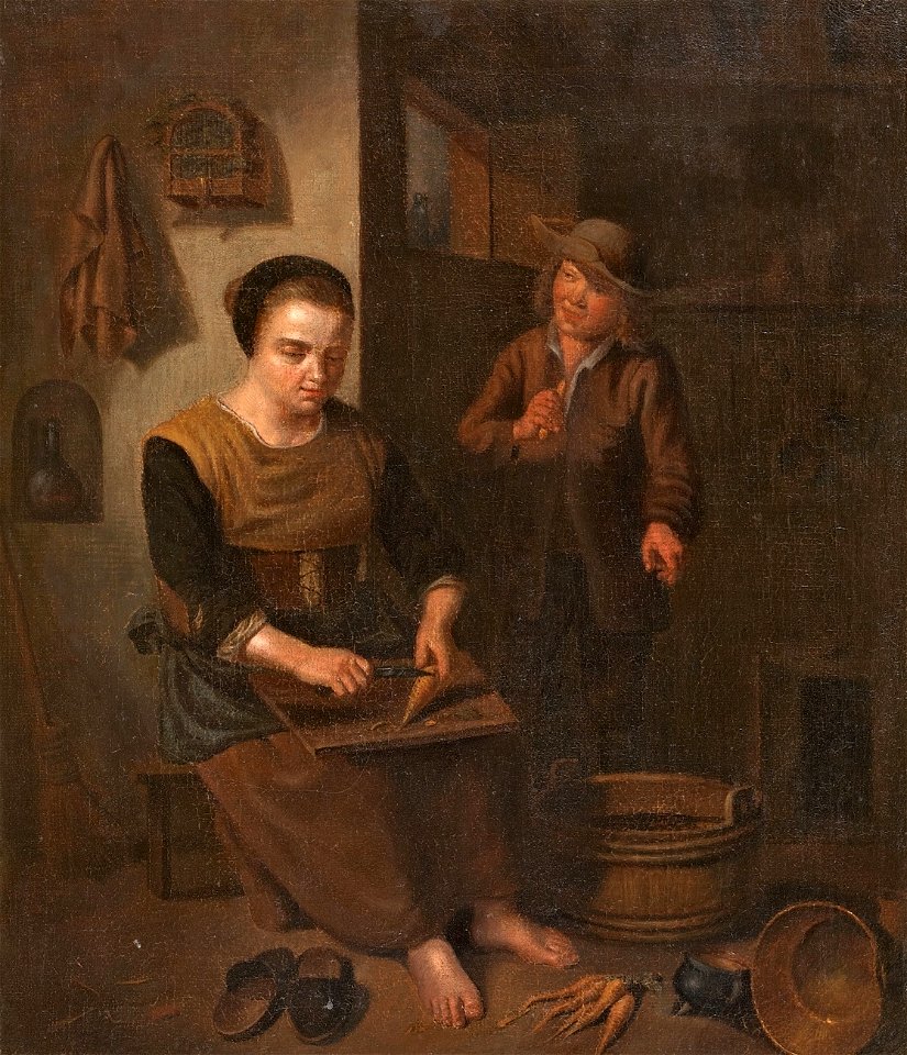 Peter Snyers (attr) Kücheninterieur mit Frau und Kind