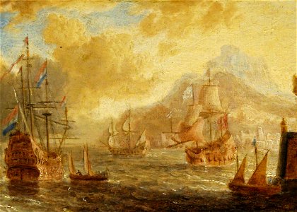 Peter van den Velde (1634-c.1714) - Ships at Anchor off a Mediterranean Harbour - BHC0851 - Royal Museums Greenwich