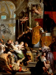 Peter Paul Rubens, , Kunsthistorisches Museum Wien, Gemäldegalerie - Wunder des Hl. Ignatius von Loyola - GG 517 - Kunsthistorisches Museum. Free illustration for personal and commercial use.
