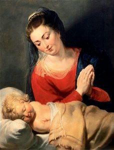 Peter Paul Rubens - Virgin in Adoration before the Christ Child - WGA20200. Free illustration for personal and commercial use.