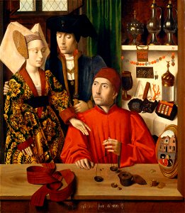 Petrus christus, sant'eligio nella bottega di un orafo 01