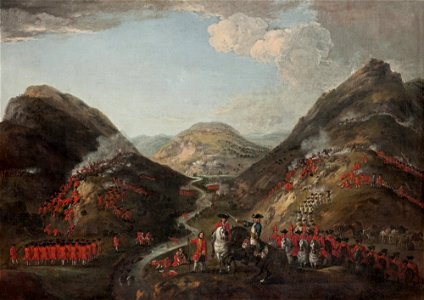 Peter Tillemans - The Battle of Glenshiel 1719. Figures probably include Lord George Murray, c 1700 - 1760; Rob Roy MacGregor, 1671 - 1734; and General Joseph Wightman, d. 1722 - Google Art Project