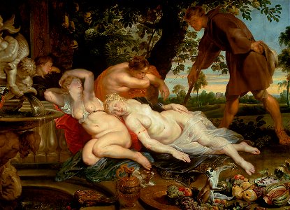 Peter Paul Rubens, Frans Snyders and Jan Wildens - Cimone and Efigenia. Free illustration for personal and commercial use.