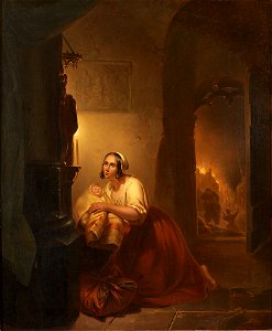 Petrus Kiers Mutter und Kind in Kirche bei Feuer
