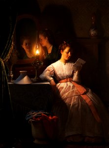 Petrus van Schendel Der Liebesbrief. Free illustration for personal and commercial use.