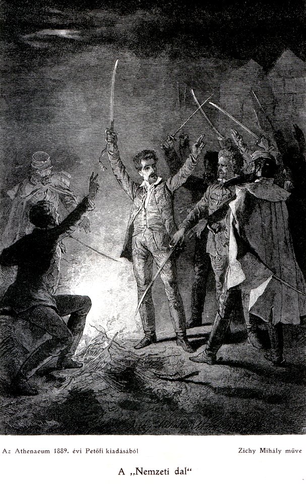 Petofi 1848 marcius 15 Nemzeti dal Zichy rajza