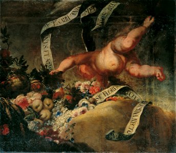 Peter Strudel - Putto mit Blumen, Früchten und Spruchband - 4160 - Kunsthistorisches Museum