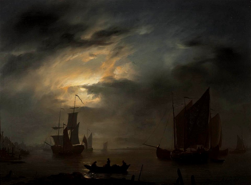Petrus van Schendel - Nachtelijke marine