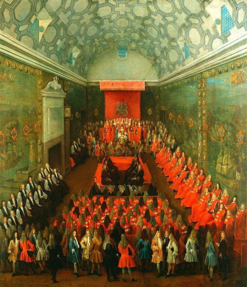 Peter Tillemans (c. 1684-1734) - Queen Anne (1665-1714) in the House of Lords - RCIN 405301 - Royal Collection