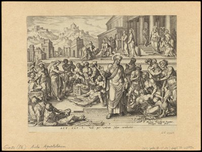 Petrus Healing The Sick With His Shadow 1575 print by Maarten van Heemskerck, S.I 55827, Prints Department, Royal Library of Belgium
