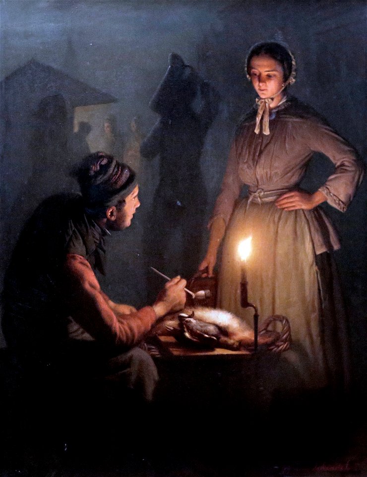 Petrus van Schendel, Un marché le soir