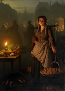 Petrus van Schendel Market by candlelight. Free illustration for personal and commercial use.