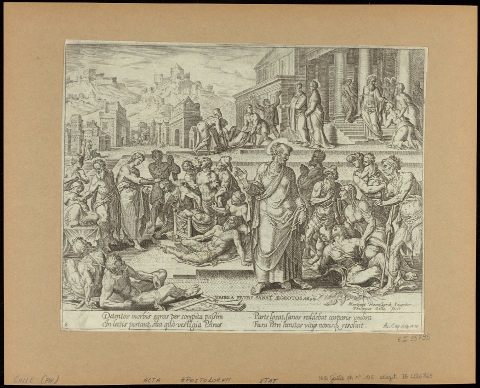 Petrus Healing The Sick With His Shadow 1575 print by Maarten van ...