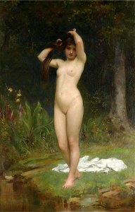 Philip Hermogenes Calderon - A Woodland Nymph. Free illustration for personal and commercial use.
